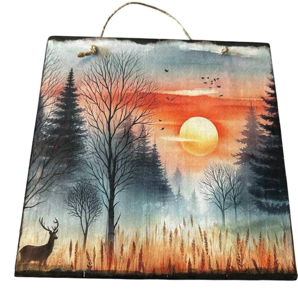 Handcrafted Sunset Forest Wall Art Decor